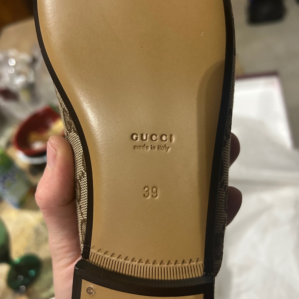 Gucci Brown GG Canvas Princetown Mule with Gold Horsebit - Picture 9 of 15